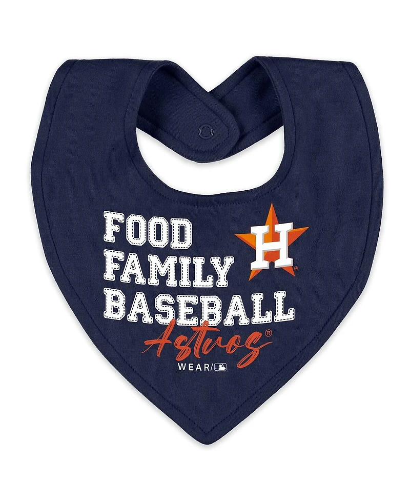 Wear by Erin Andrews Baby Boys and Girls Heather Gray Houston Astros Sleep Play Full-Zip Sleeper Bib Set