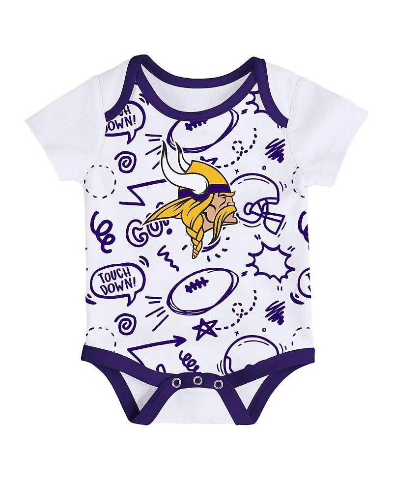 Outerstuff Infant 3-Piece Minnesota Vikings All Day Play Bodysuit Set