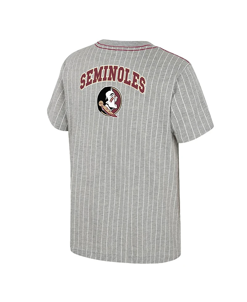 Colosseum Big Boys and Girls Heather Gray Florida State Seminoles Airball Baseball T-Shirt