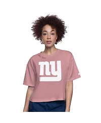 Starter Women's Pink New York Giants Play the Ball Boxy Cropped T-Shirt