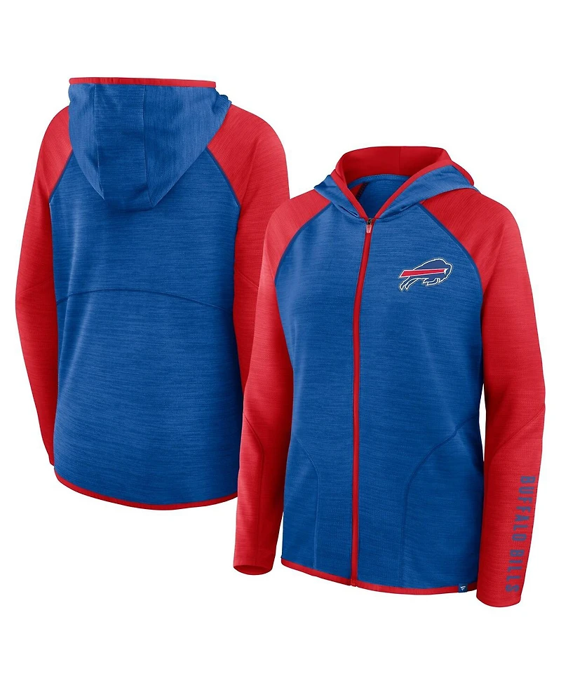 Fanatics Women's Royal/Red Buffalo Bills Redzone End Around Pass Raglan Full-Zip Hoodie