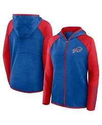 Fanatics Women's Royal/Red Buffalo Bills Redzone End Around Pass Raglan Full-Zip Hoodie
