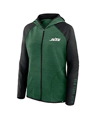 Fanatics Women's Green/Black New York Jets Redzone End Around Pass Raglan Full-Zip Hoodie