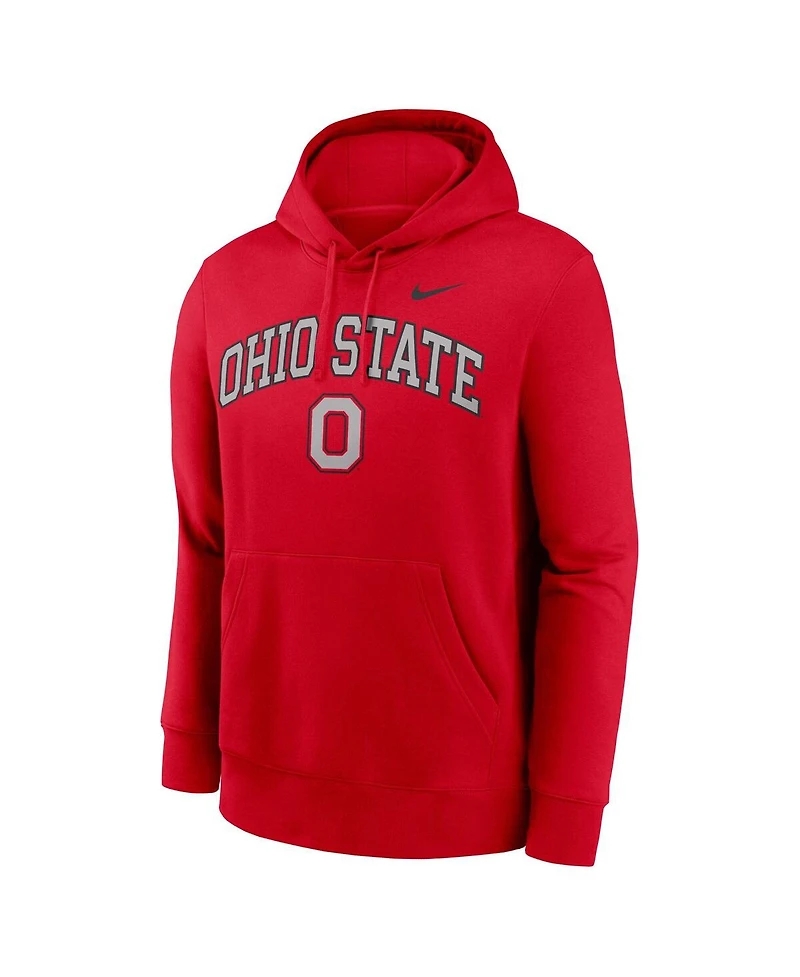 Nike Men's Scarlet Ohio State Buckeyes Club Fleece Arch Pullover Hoodie