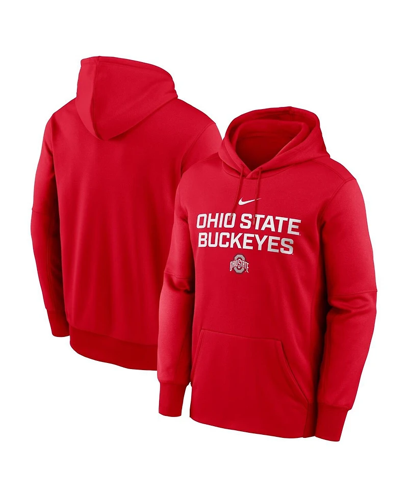 Nike Men's Scarlet Ohio State Buckeyes Team Stacked Performance Pullover Hoodie