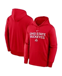 Nike Men's Scarlet Ohio State Buckeyes Team Stacked Performance Pullover Hoodie