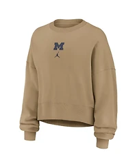 Jordan Women's Tan Michigan Wolverines Oversized Phoenix 2-Hit Pullover Sweatshirt