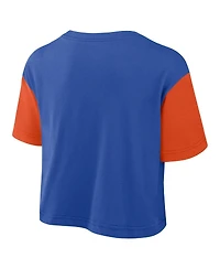 Jordan Women's Royal/Orange Florida Gators Color-Block Script Dri-fit Cropped T-Shirt