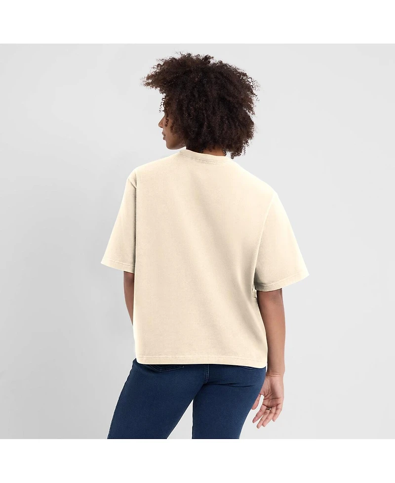 Jordan Women's Cream Michigan Wolverines Established Tag Boxy T-Shirt