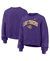 Nike Women's Purple Lsu Tigers Oversized Phoenix Arch Pullover Sweatshirt