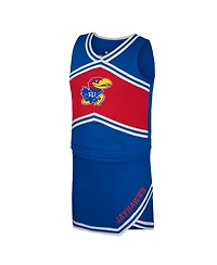 Colosseum Big Girls 2-Piece Royal Kansas Jayhawks Cheerleader Top and Skirt Set