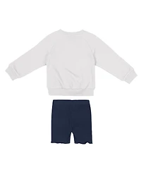 Colosseum Girls 2-Piece Toddler White/Navy Penn State Nittany Lions Beta Fleece Sweatshirt and Shorts Set