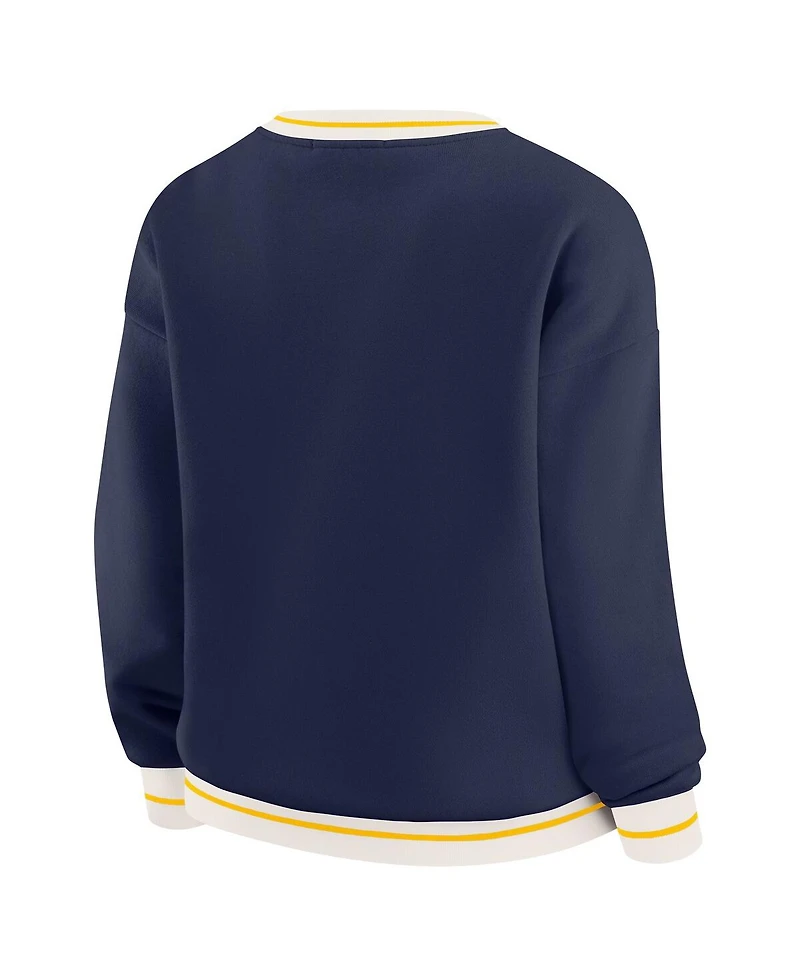 Wear by Erin Andrews Women's Navy Michigan Wolverines Seal Sweatshirt