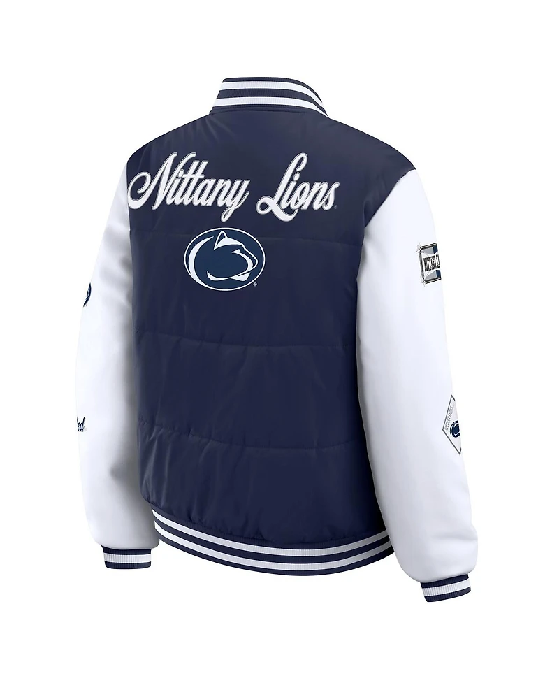 Wear by Erin Andrews Women's Navy Penn State Nittany Lions Varsity Puffer Jacket
