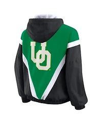 Wear by Erin Andrews Women's Green/Black Oregon Ducks Color Block Full-Zip Windbreaker Jacket