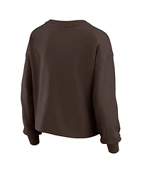 Wear by Erin Andrews Women's Brown Cleveland Browns Heavy Rugby Jersey Long Sleeve T-Shirt and Shorts Lounge Set