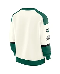 Wear by Erin Andrews Women's Cream New York Jets Racing Crew V-Neck Sweatshirt
