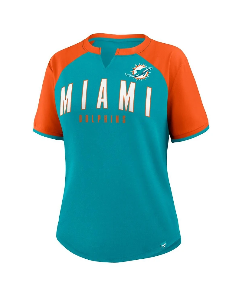Fanatics Women's Aqua/Orange Miami Dolphins Height Advantage T-Shirt