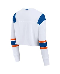 Fanatics Women's White Florida Gators Training Camp Cropped Long Sleeve V-Neck Fashion Top