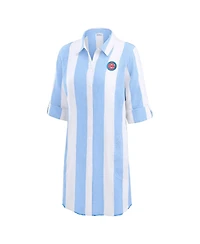Tommy Bahama Women's Blue Chicago Cubs Rugby Beach Boyfriend Full-Button Top