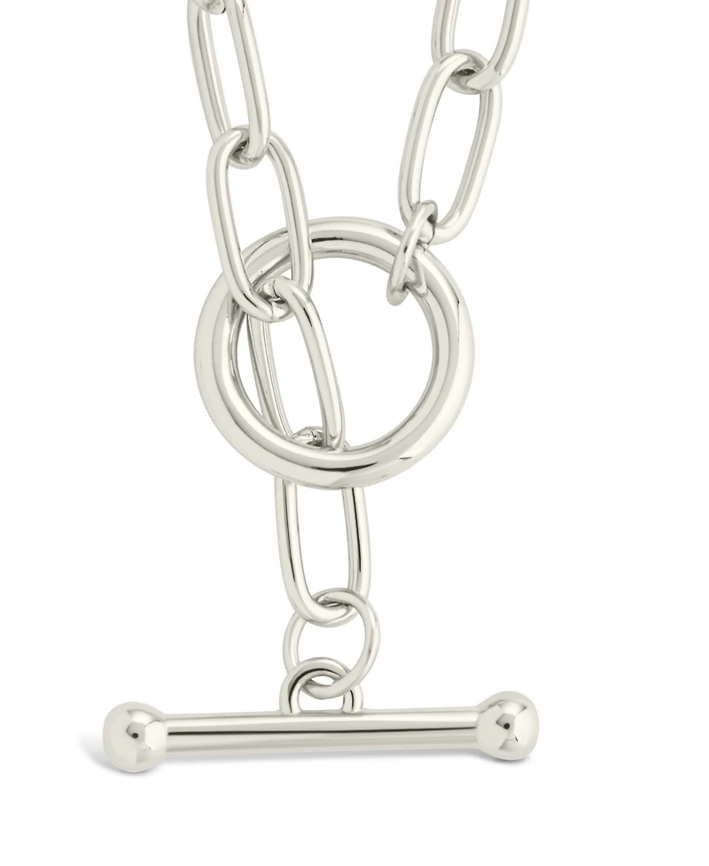 Sterling Forever Ledger Paperclip Toggle Necklace