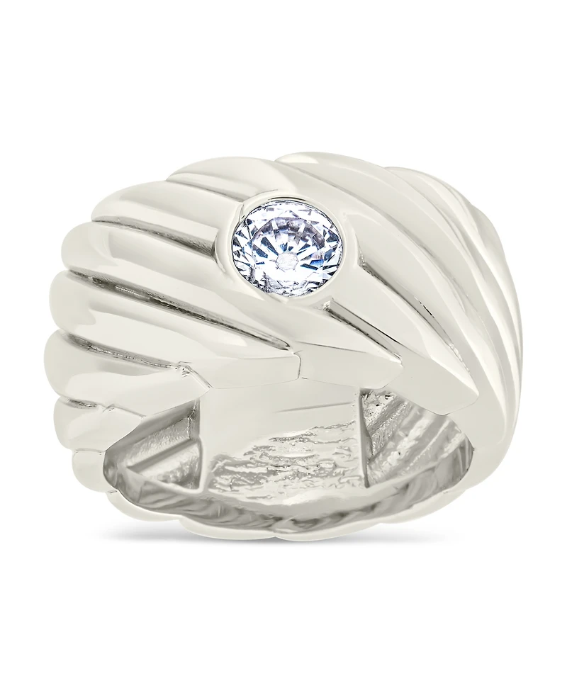 Sterling Forever Blythe Woven Cubic Zirconia Ring