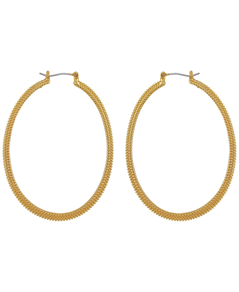 Guess Gold-Tone Textured Large Hoop Earrings