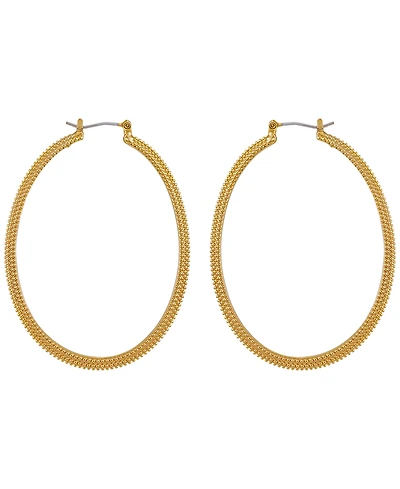 Guess Gold-Tone Textured Large Hoop Earrings