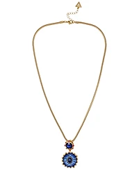 Guess Glass Stone Gold-Tone Floral Drop Necklace