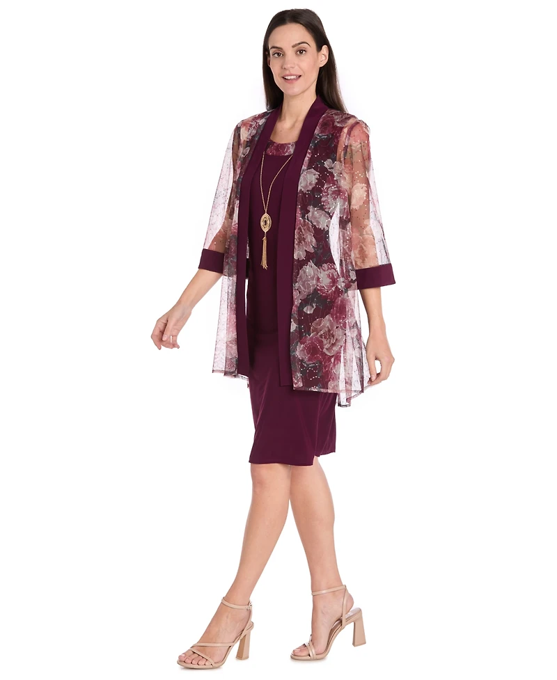 R & M Richards Petite Printed Scoop Neck Jacket Dress