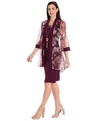 R & M Richards Petite Printed Scoop Neck Jacket Dress