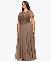 Xscape Plus Bead Detail A-line Maxi Dress