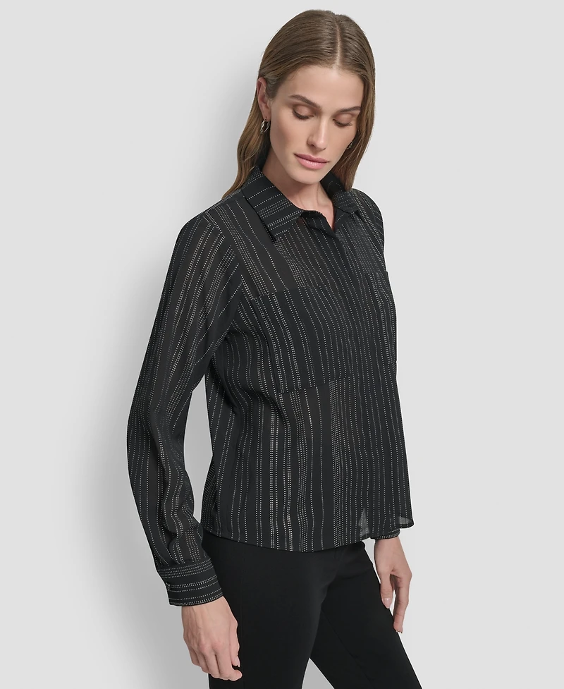Dkny Women's Embellished Collared Shirt