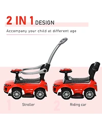 Aosom 3 in 1 Push Car, Sliding Car with Horn Music Light,