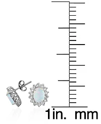 Macy's 2-Piece Set Lab Grown White Opal (1.50 ct. t.w.) and Sapphire (3-1/5 Lady Di Pendant Necklace with Matching Earrings Sterlin