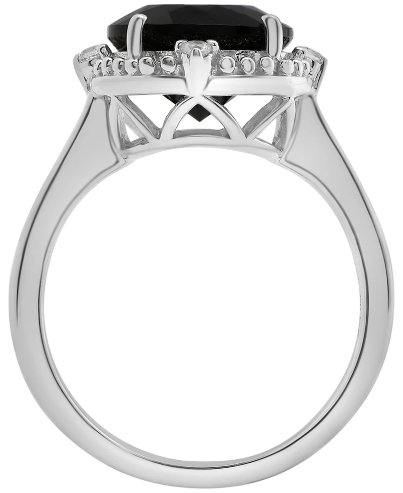 Macy's Onyx (3-1/2ct. t.w.) and Lab Grown White Sapphire (1/10 ct. t.w.) Ring in Sterling Silver