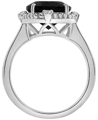 Macy's Onyx (3-1/2ct. t.w.) and Lab Grown White Sapphire (1/10 ct. t.w.) Ring in Sterling Silver