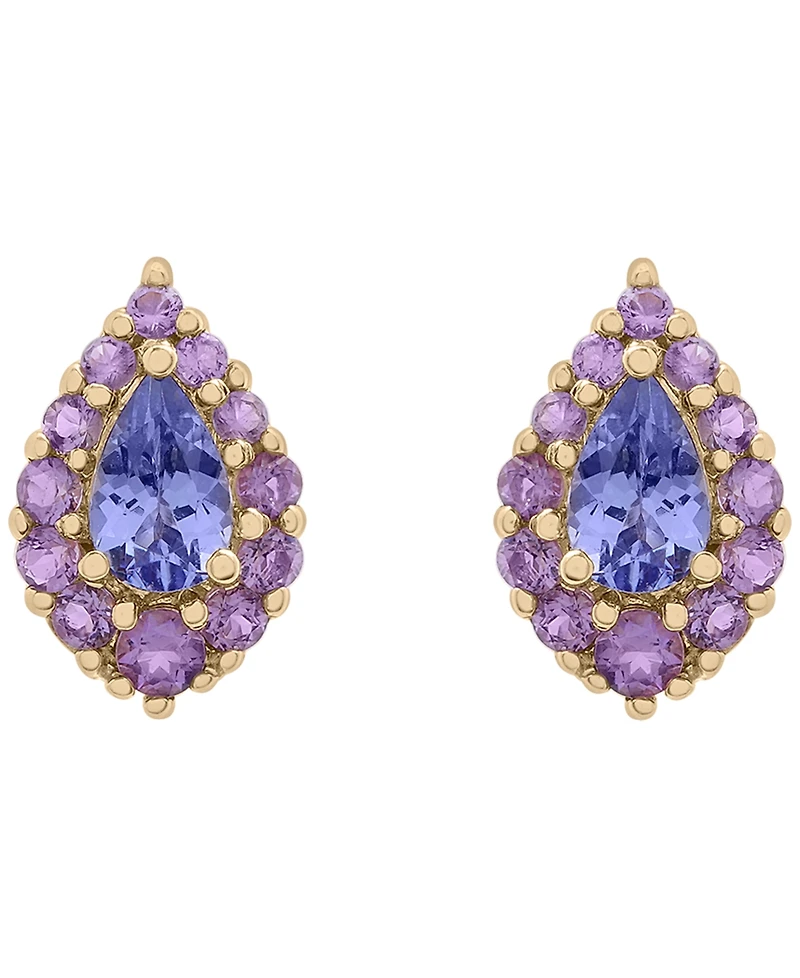 Macy's Women's 2-Piece Set Tanzanite (1-3/8 ct. t.w.) and Amethyst (5/8 ct. t.w.) Pendant Neckless with Matching Earrings in 14K Gold-Plated Over Ster