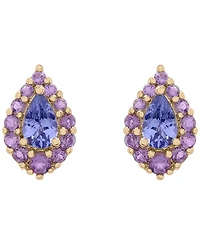 Macy's Women's 2-Piece Set Tanzanite (1-3/8 ct. t.w.) and Amethyst (5/8 ct. t.w.) Pendant Neckless with Matching Earrings in 14K Gold-Plated Over Ster