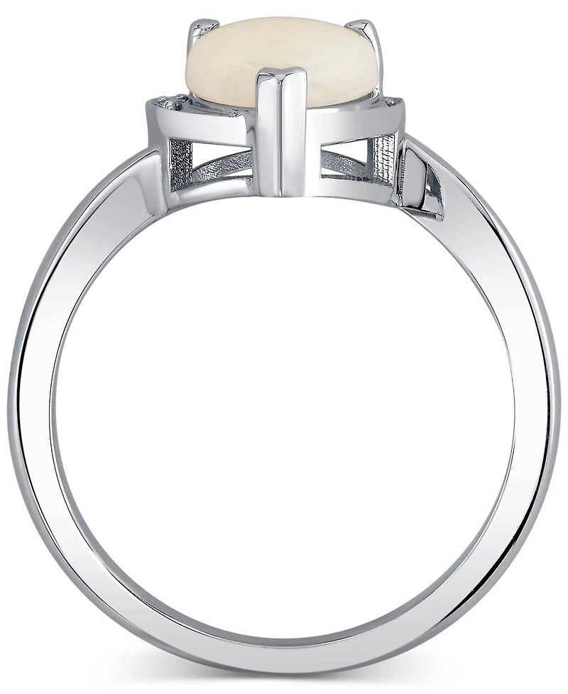 Macy's Pear Shape Opal Ring (1 ct. t.w.) in 10k White Gold