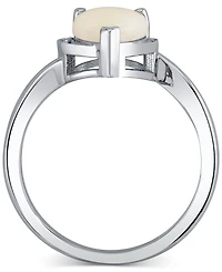Macy's Pear Shape Opal Ring (1 ct. t.w.) in 10k White Gold