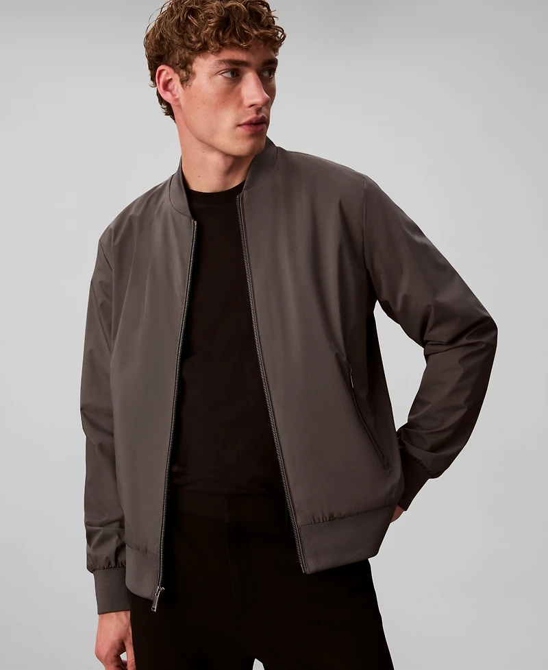 Calvin Klein Men's Logo-Print Matte Bomber Jacket