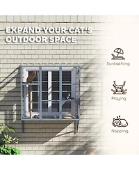 PawHut Catio Outdoor, Window Catio for 2-3 Cats, for Playing Sunbathing