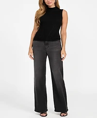 Guess Women's Mock Neck Sleeveless Seamless Sweater