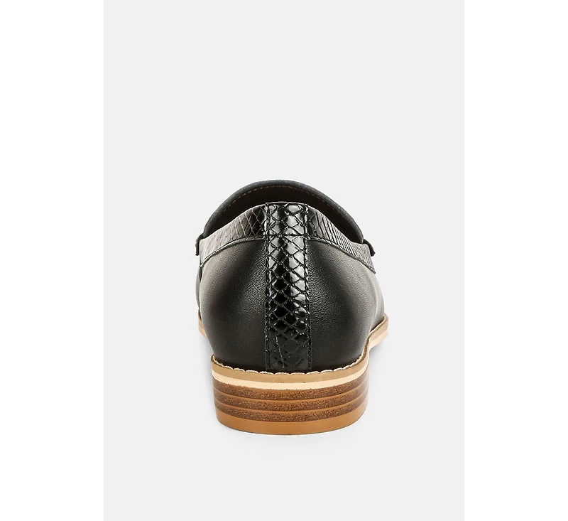 Holda Womens Horsebit Embellished Loafers With Stitch Detail