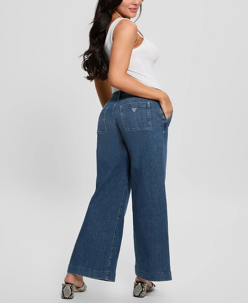 Guess Women's Zoya Wide-Leg Faded High-Rise Jeans