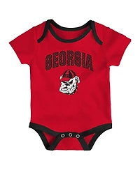 Outerstuff Baby Boys and Girls 3-Pack Georgia Bulldogs All Day Play Bodysuit Set