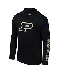 Colosseum Men's Black Purdue Boilermakers Color Pop Active Blend 2-Hit Long Sleeve Hooded T-Shirt