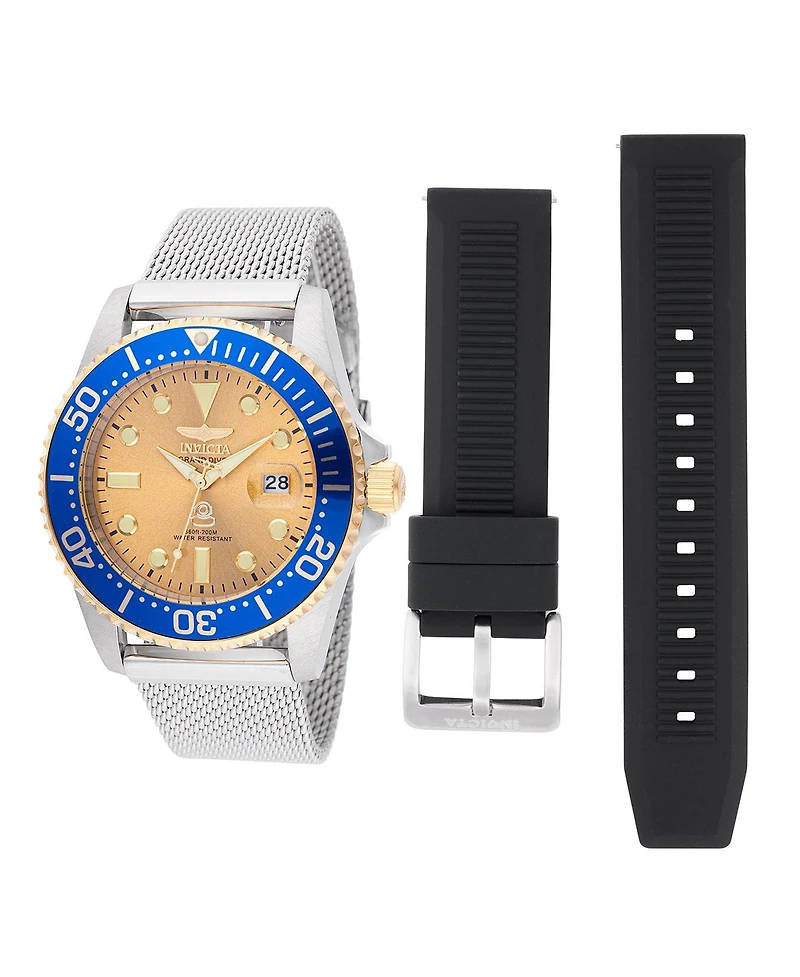 Invicta Men's 48216 Pro Diver Quartz 3 Hand Gold Dial Watch