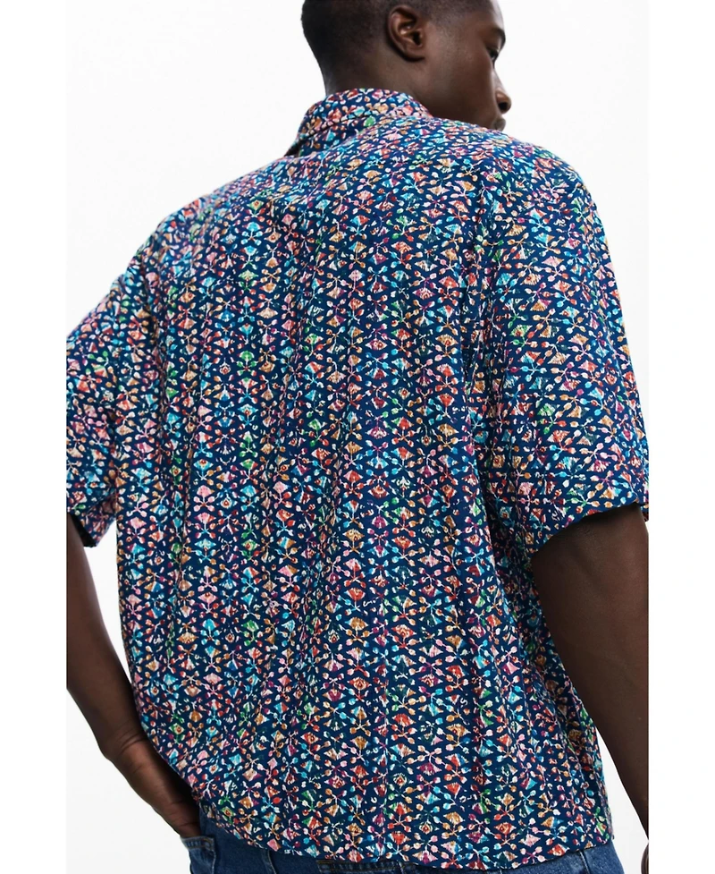 Desigual Men's Short-sleeve shirt with ethnic embroidery